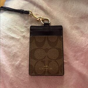 Coach Signature Brown and Purple Badge Holder